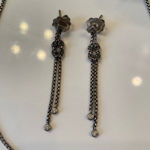 David Yurman Sterling Silver and Diamond Knot Earrings